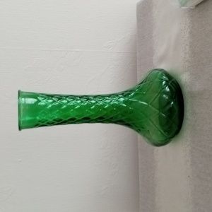 Hoosier Glass diamond cut emerald Green vase.